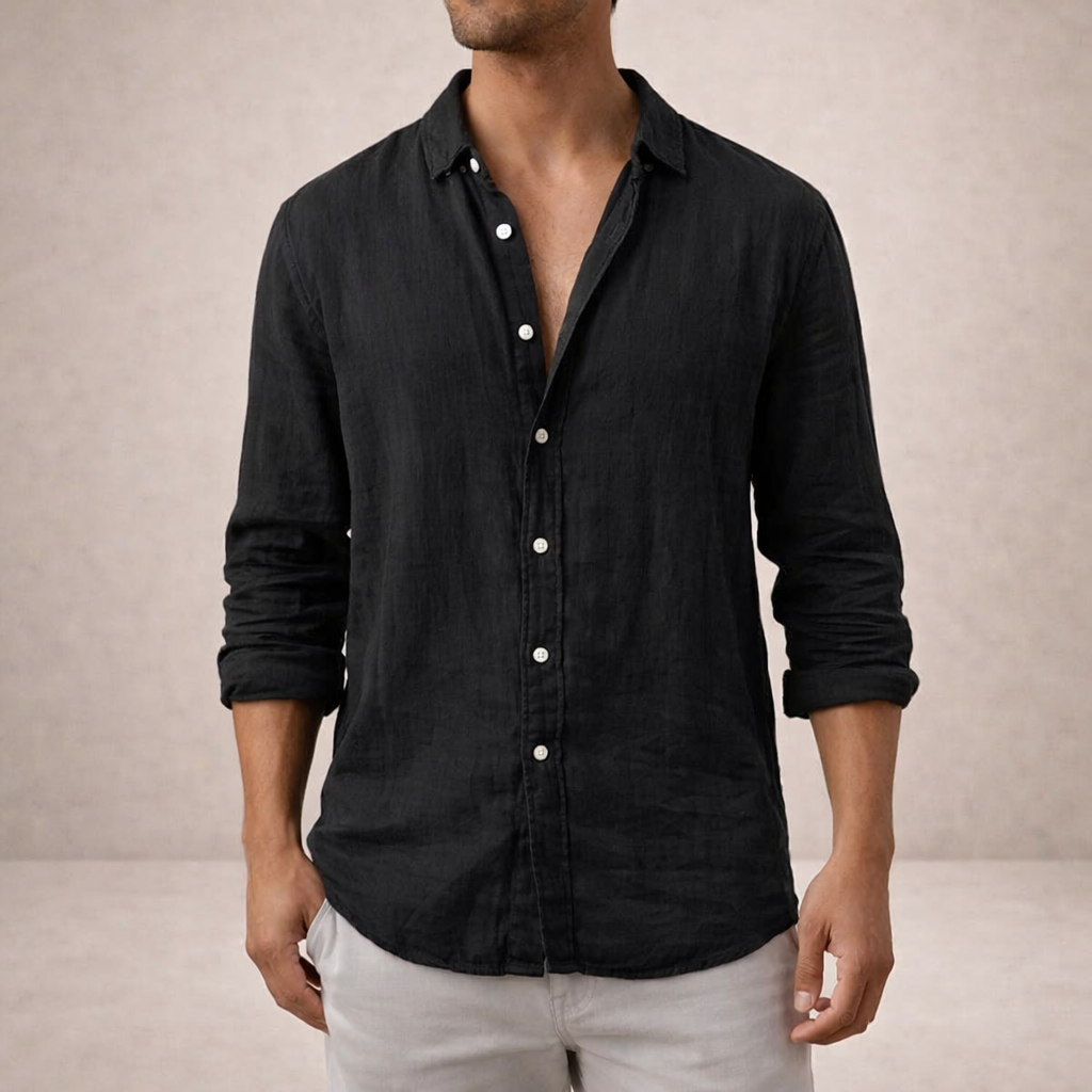 VALENTINI™ | Camicia in lino a collo aperto