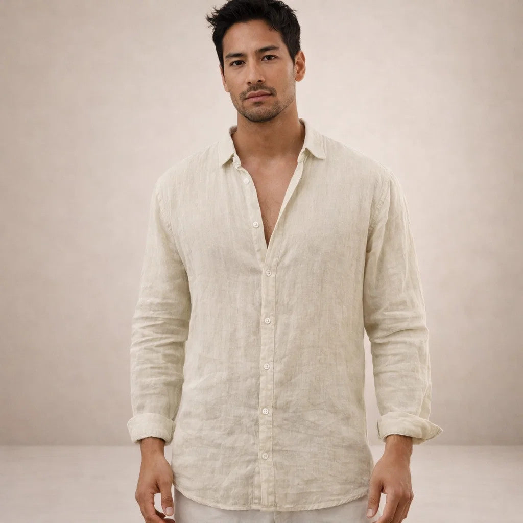 VALENTINI™ | Camicia in lino a collo aperto