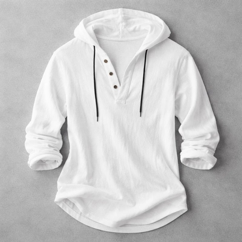 VALENTINI™ | Felpa con cappuccio in lino stile Henley