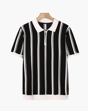 VALENTINI™ | POLO A RIGHE IN MAGLIA CON ZIP A MEZZA