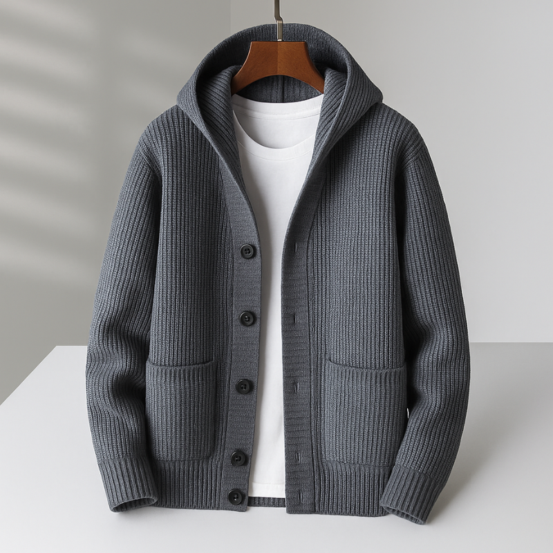 VALENTINI™ | Cardigan con cappuccio in lana mista