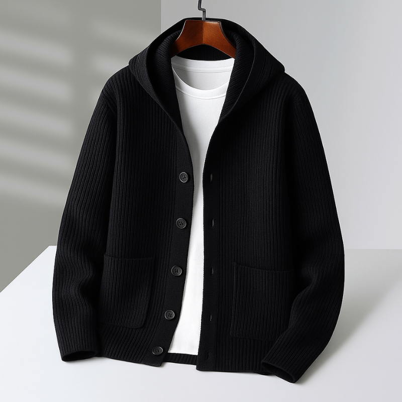 VALENTINI™ | Cardigan con cappuccio in lana mista