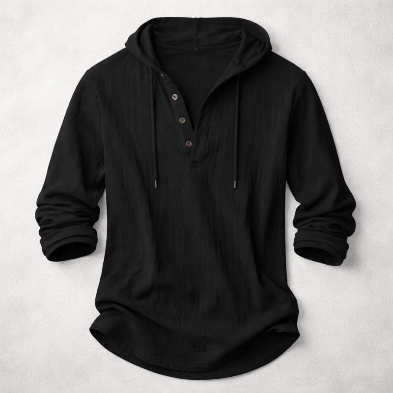VALENTINI™ | Felpa con cappuccio in lino stile Henley