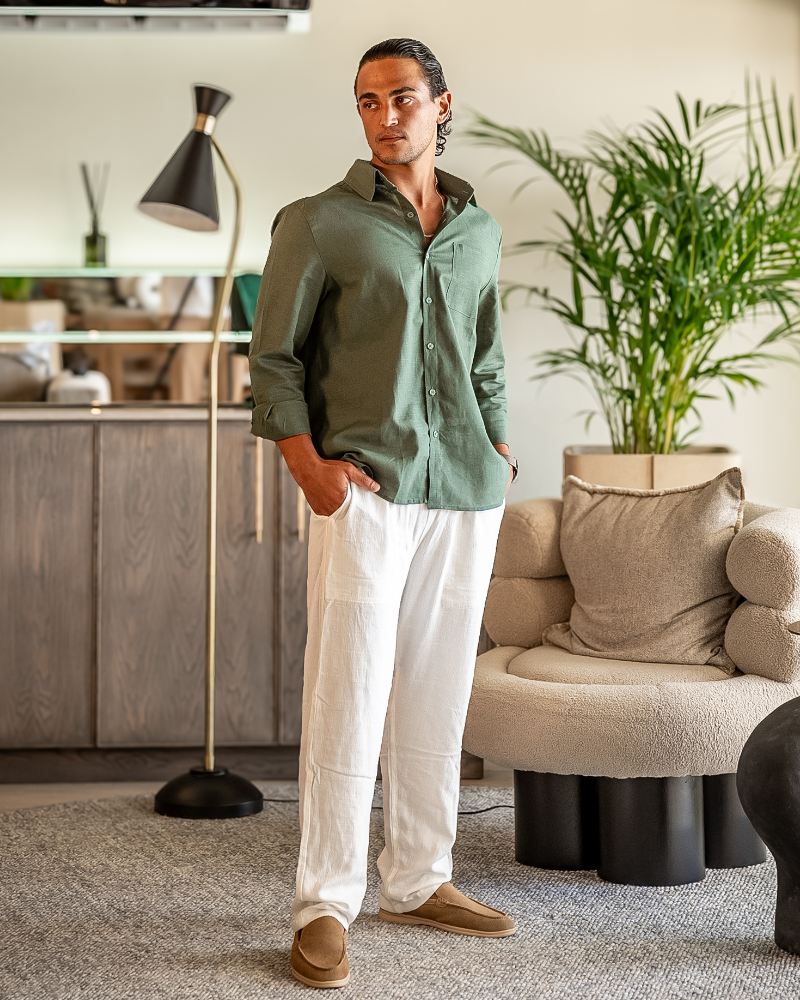 VALENTINI™ | Completo in lino a maniche lunghe