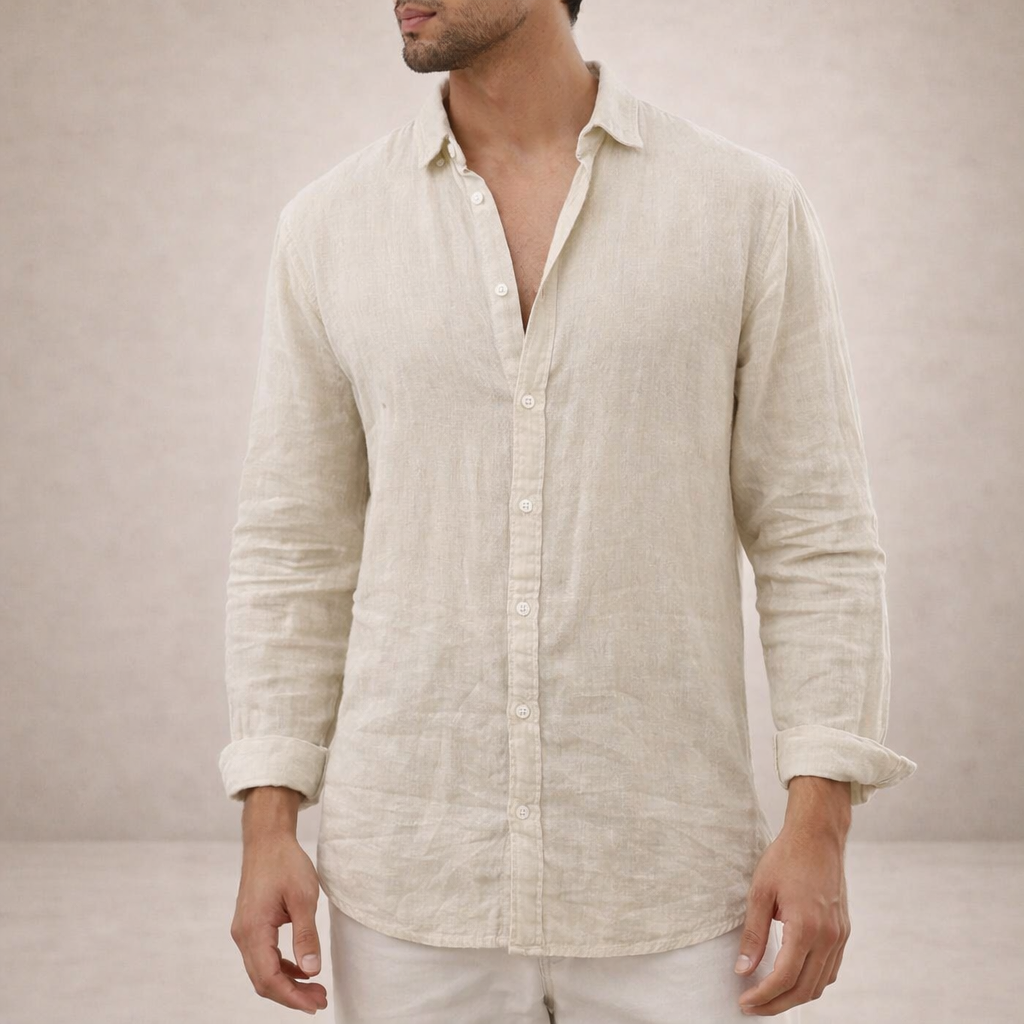 VALENTINI™ | Camicia in lino a collo aperto