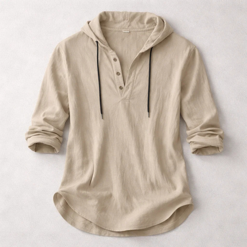 VALENTINI™ | Felpa con cappuccio in lino stile Henley