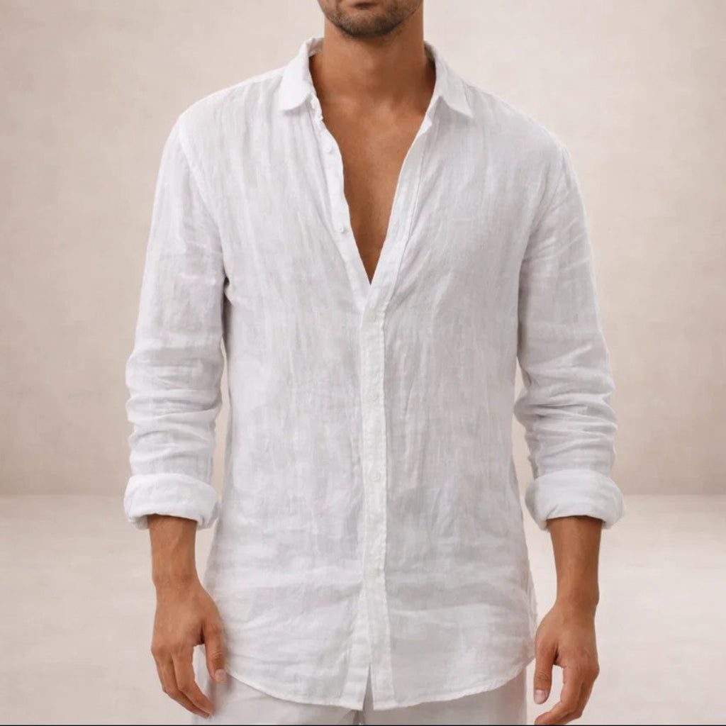 VALENTINI™ | Camicia in lino a collo aperto