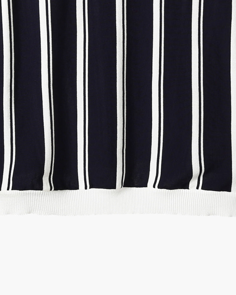 VALENTINI™ | POLO A RIGHE IN MAGLIA CON ZIP A MEZZA