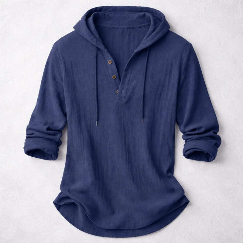 VALENTINI™ | Felpa con cappuccio in lino stile Henley