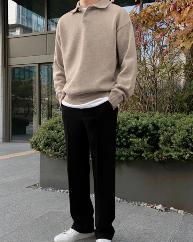 VALENTINI™ | Mezza zip in lana con bottoni