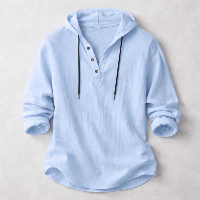 VALENTINI™ | Felpa con cappuccio in lino stile Henley