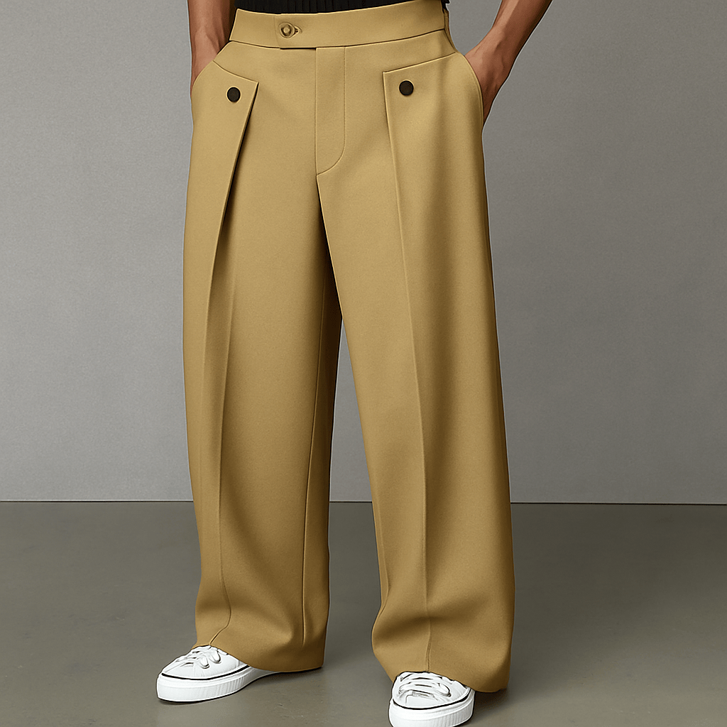 VALENTINI™ | Pantaloni a pieghe con bottoni