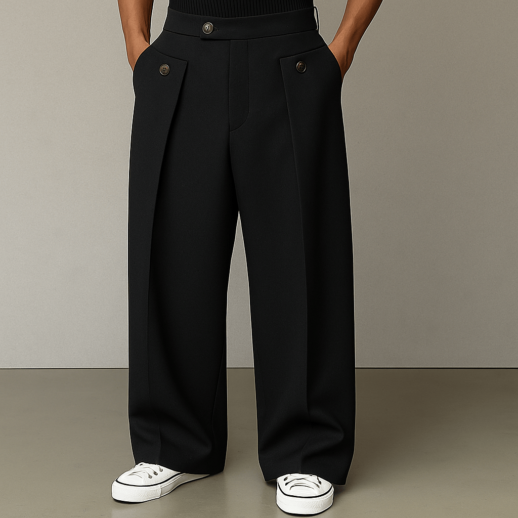 VALENTINI™ | Pantaloni a pieghe con bottoni