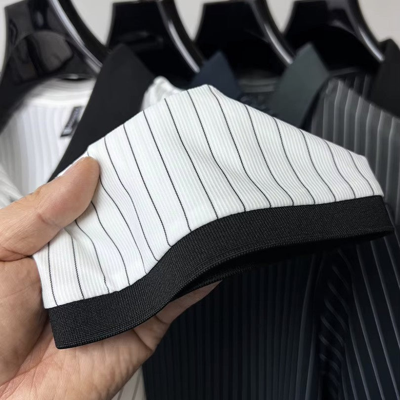 VALENTINI™ | Polo a righe sottili con polsini a contrasto