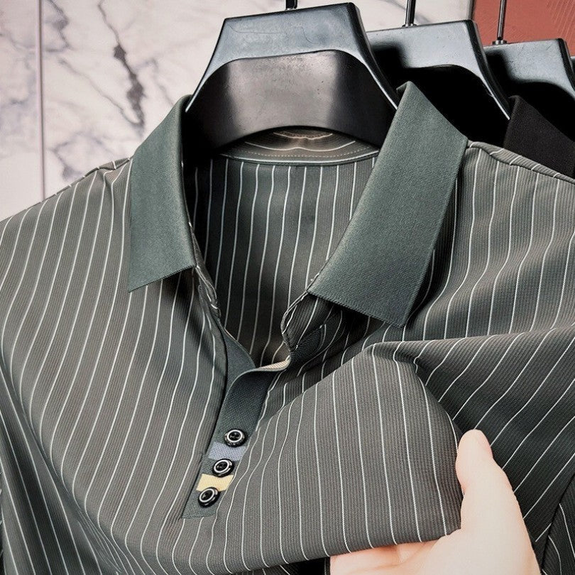 VALENTINI™ | Polo a righe sottili con polsini a contrasto