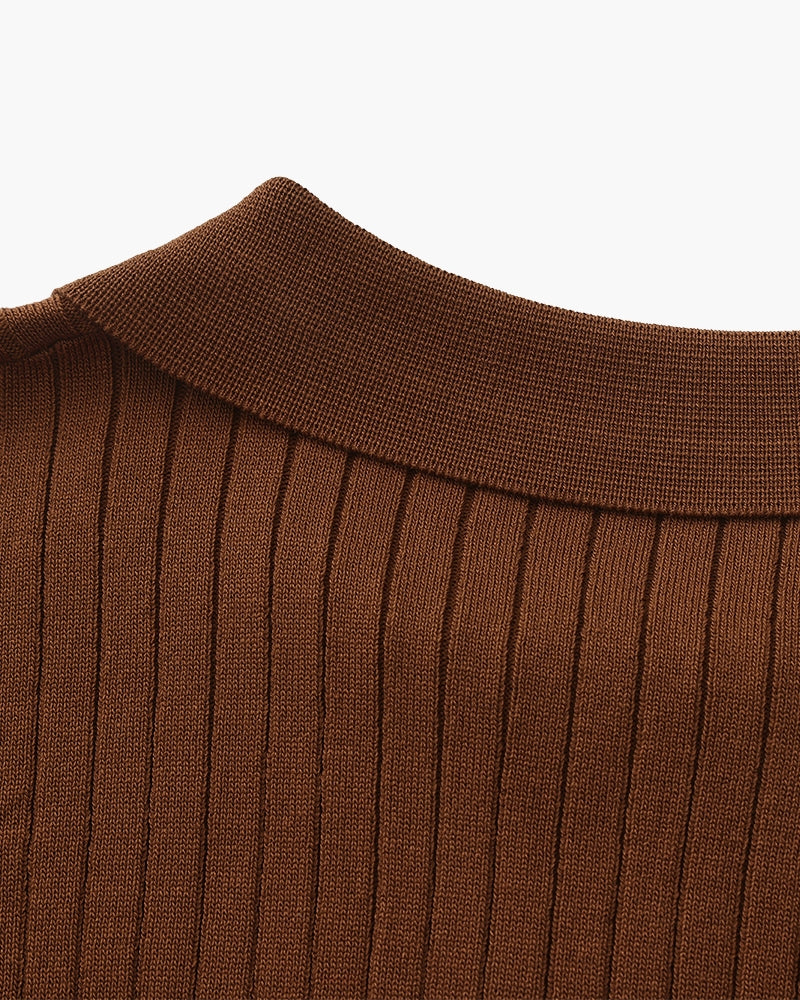 VALENTINI™ | Polo in maglia a coste con colletto classico