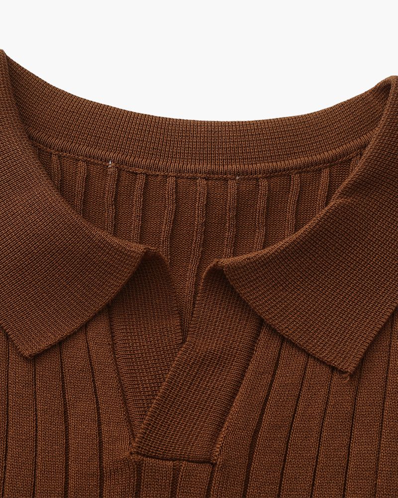 VALENTINI™ | Polo in maglia a coste con colletto classico
