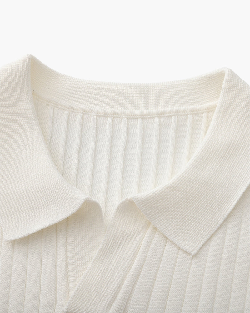 VALENTINI™ | Polo in maglia a coste con colletto classico