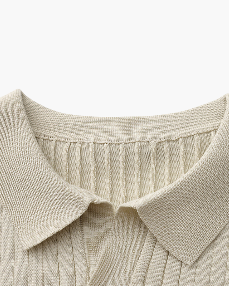 VALENTINI™ | Polo in maglia a coste con colletto classico