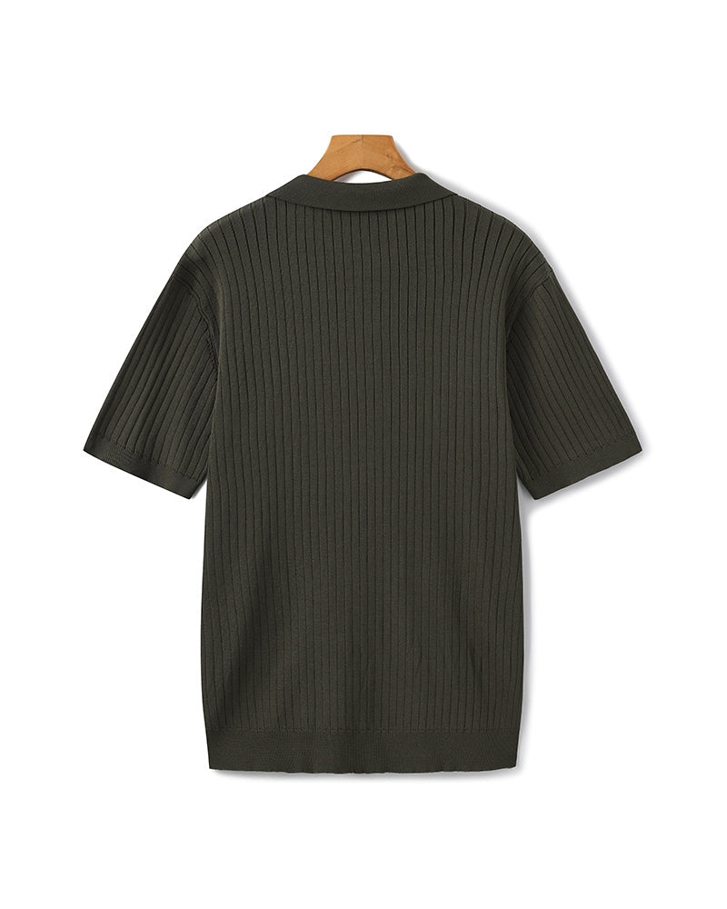 VALENTINI™ | Polo in maglia a coste con colletto classico