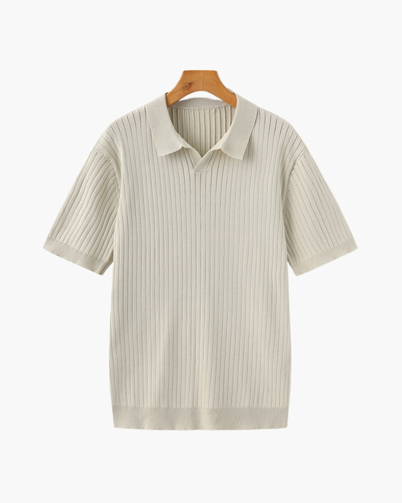 VALENTINI™ | Polo in maglia a coste con colletto classico