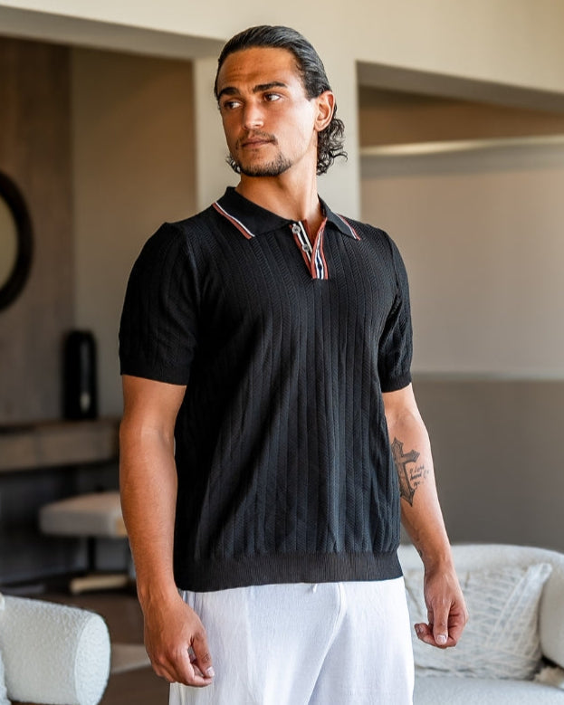 VALENTINI™ | Polo in maglia lavorata a rilievo