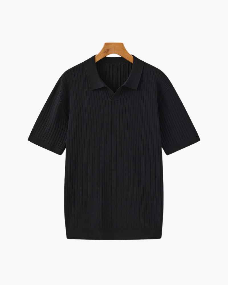 VALENTINI™ | Polo in maglia a coste con colletto classico