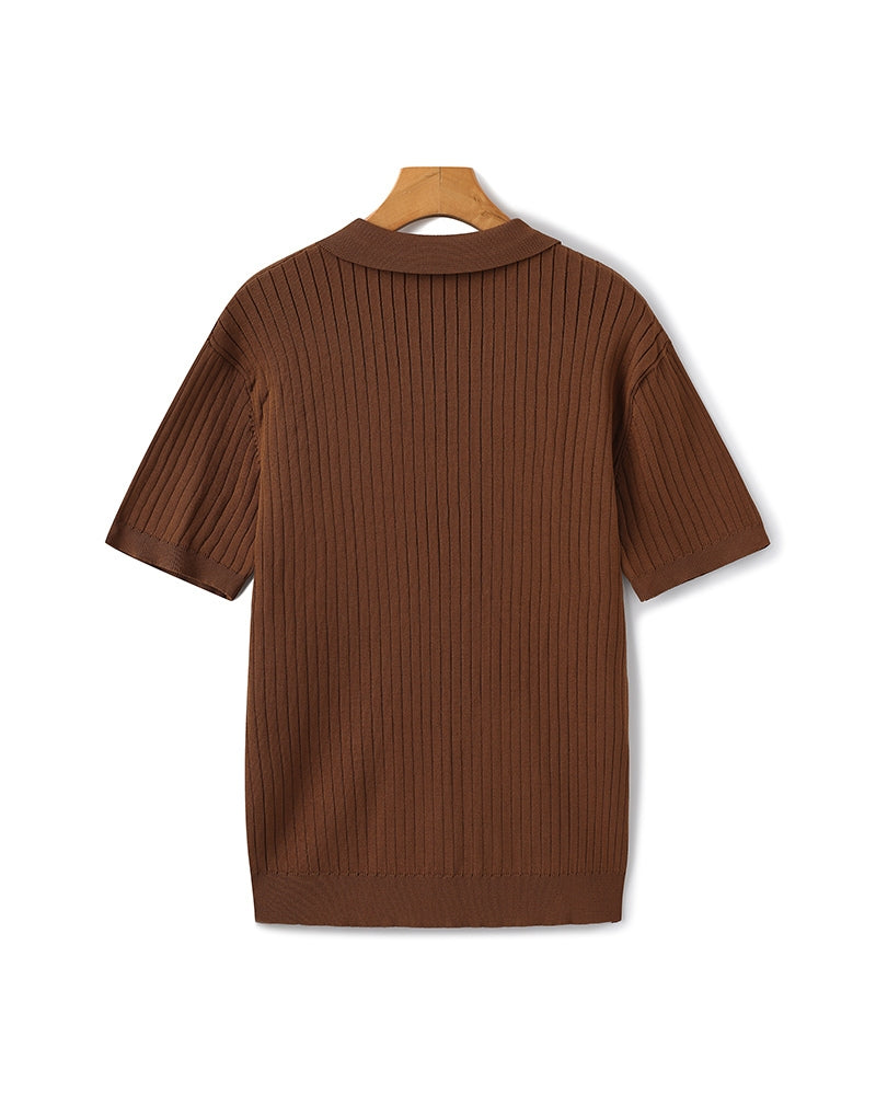 VALENTINI™ | Polo in maglia a coste con colletto classico