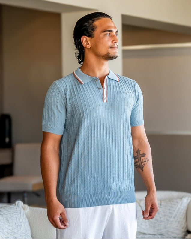 VALENTINI™ | Polo in maglia lavorata a rilievo