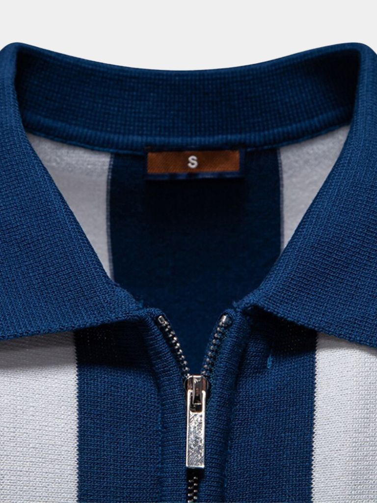 VALENTINI™ | Polo a righe con zip
