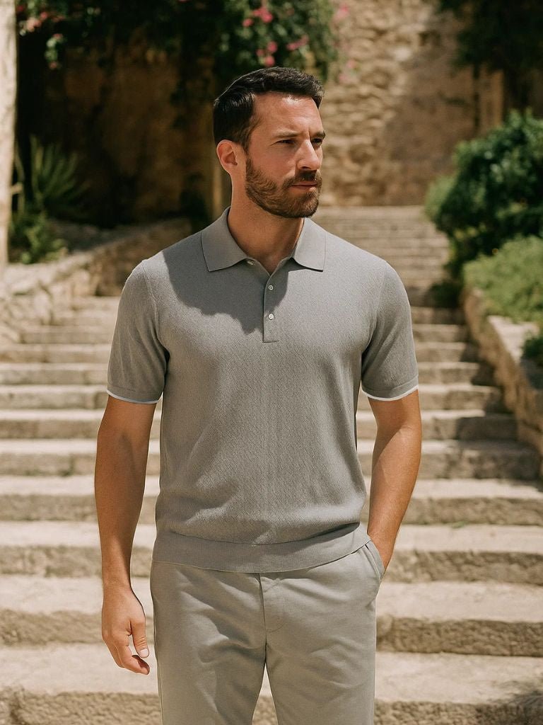VALENTINI™ | Polo in maglia con motivo a chevron