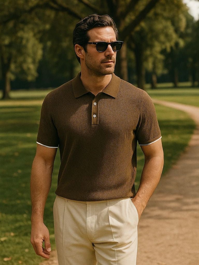 VALENTINI™ | Polo in maglia con motivo a chevron