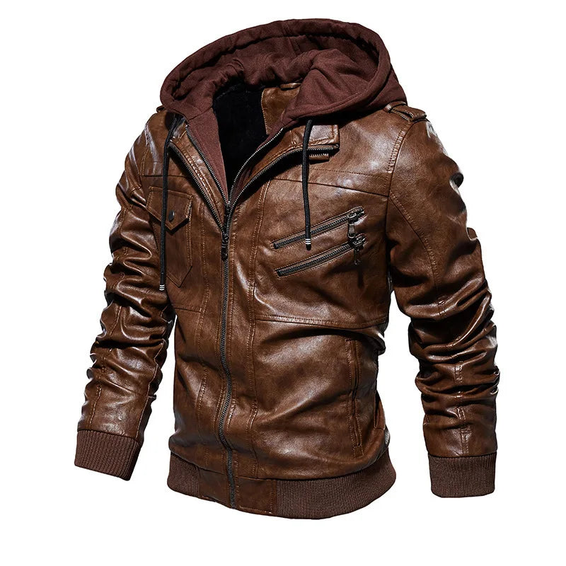 VALENTINI™ | Giacca in pelle con cappuccio