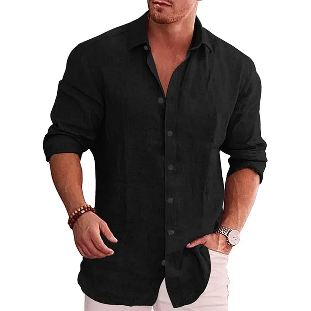 VALENTINI™ | Camicia a maniche lunghe in cotone e lino