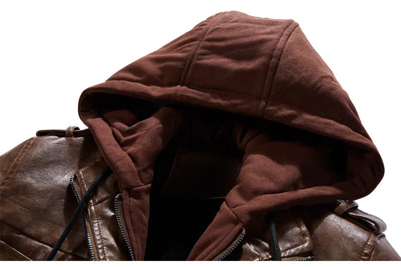 VALENTINI™ | Giacca in pelle con cappuccio