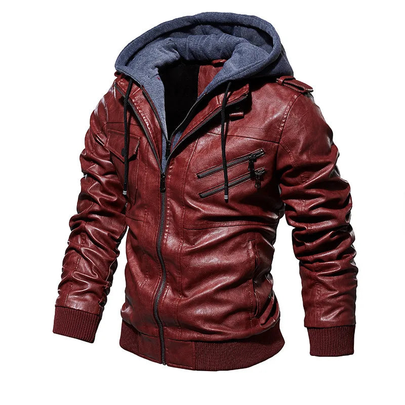 VALENTINI™ | Giacca in pelle con cappuccio