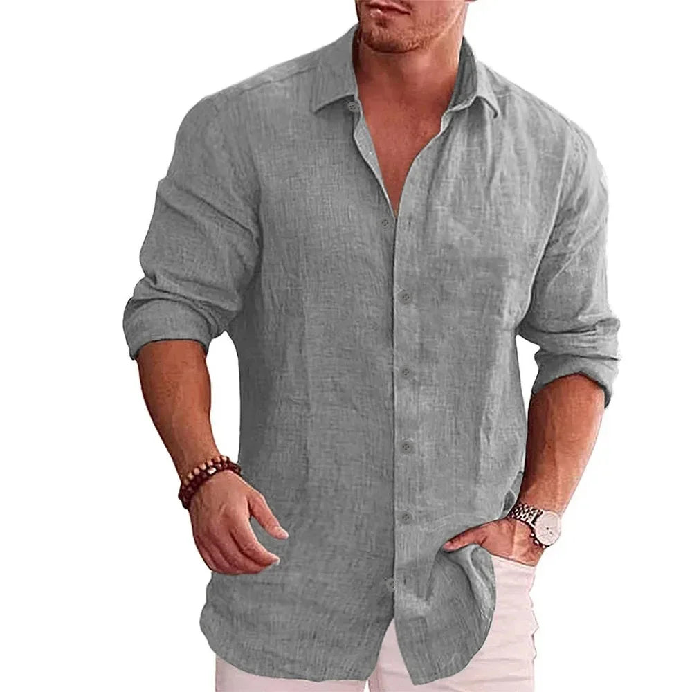 VALENTINI™ | Camicia a maniche lunghe in cotone e lino