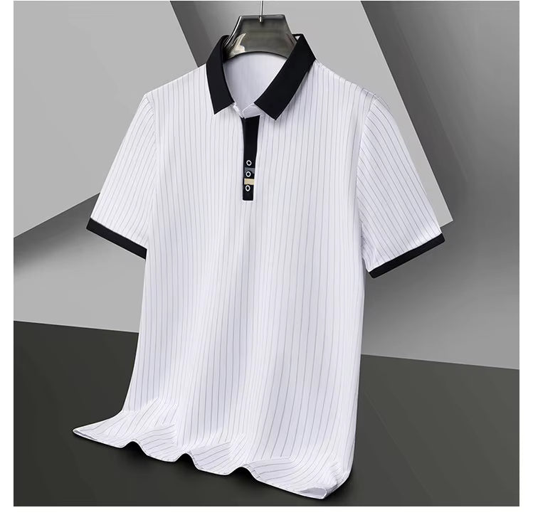 VALENTINI™ | Polo a righe sottili con polsini a contrasto