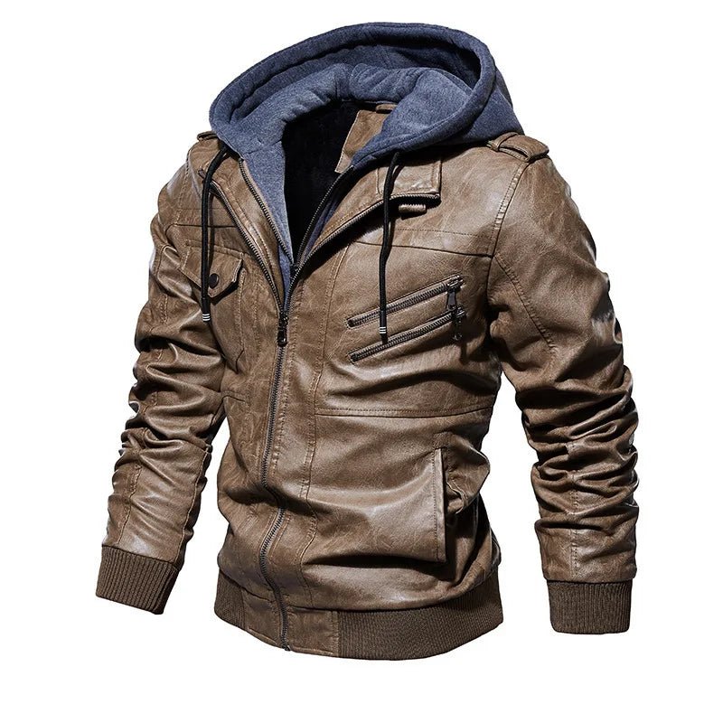 VALENTINI™ | Giacca in pelle con cappuccio