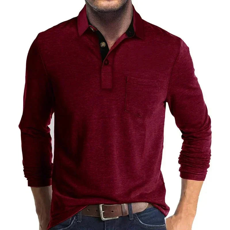 VALENTINI™ | Polo a maniche lunghe con tasca