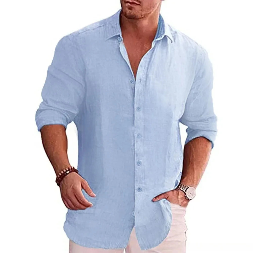 VALENTINI™ | Camicia a maniche lunghe in cotone e lino