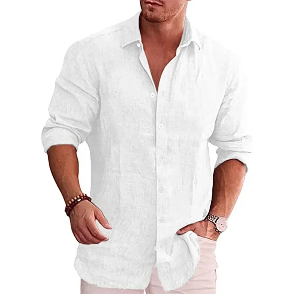 VALENTINI™ | Camicia a maniche lunghe in cotone e lino