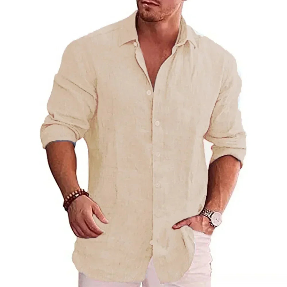 VALENTINI™ | Camicia a maniche lunghe in cotone e lino