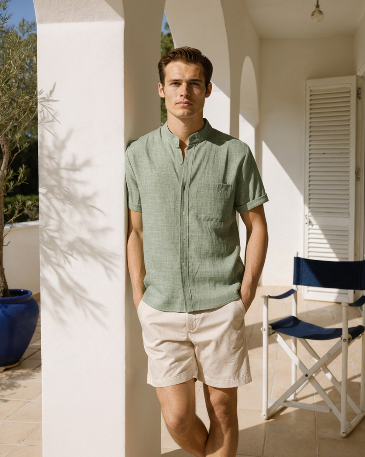 VALENTINI™ | Camicia con colletto mandarino