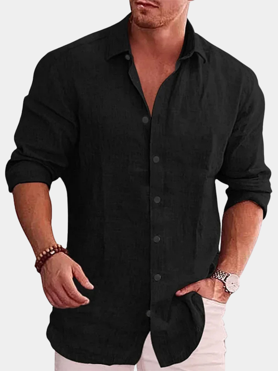 VALENTINI™ | Camicia a maniche lunghe in cotone e lino