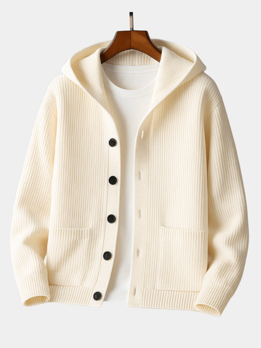 VALENTINI™ | Cardigan con cappuccio in lana mista