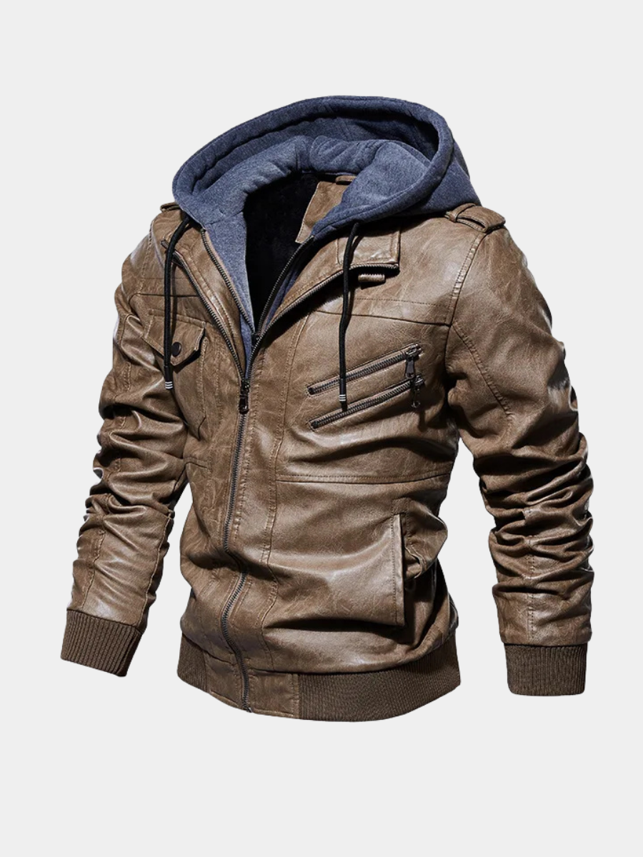 VALENTINI™ | Giacca in pelle con cappuccio