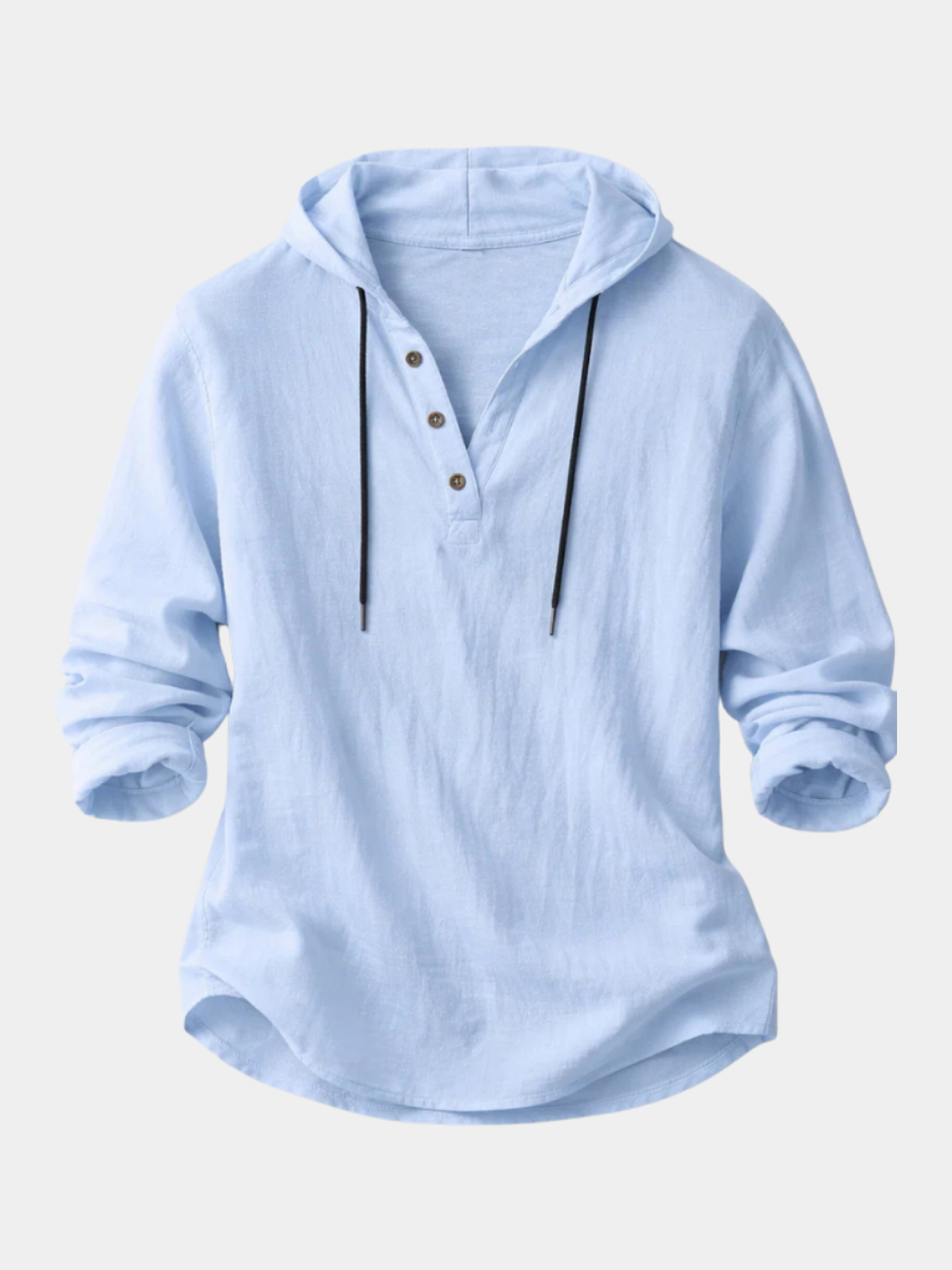 VALENTINI™ | Felpa con cappuccio in lino stile Henley