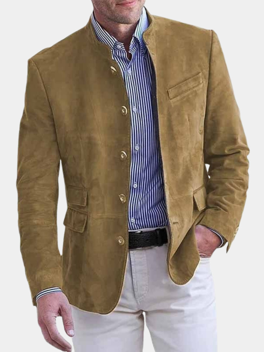 VALENTINI™ | Blazer in camoscio con colletto rialzato