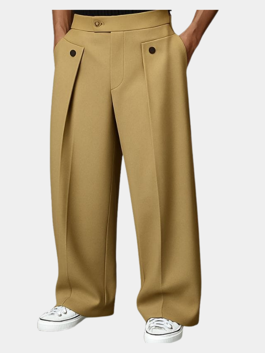 VALENTINI™ | Pantaloni a pieghe con bottoni
